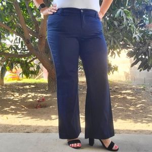New York & Co Dark Blue Sheen Trouser Size 14 Petite